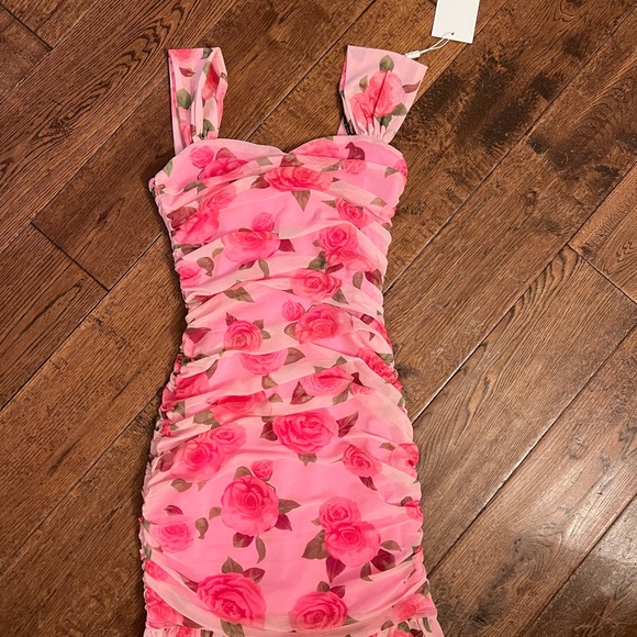 Pink Floral Ruched Dress katie - Picture 4 of 10